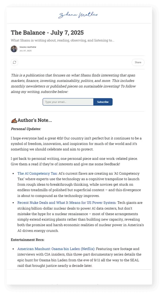 The Balance Newsletter